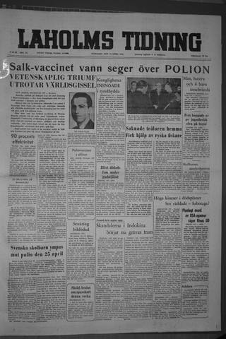 Förstasidan, Onsdag 13 april 1955