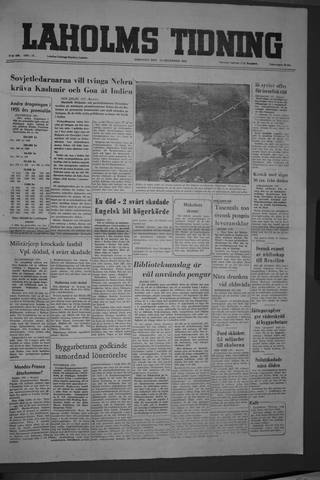 Förstasidan, Tisdag 13 december 1955