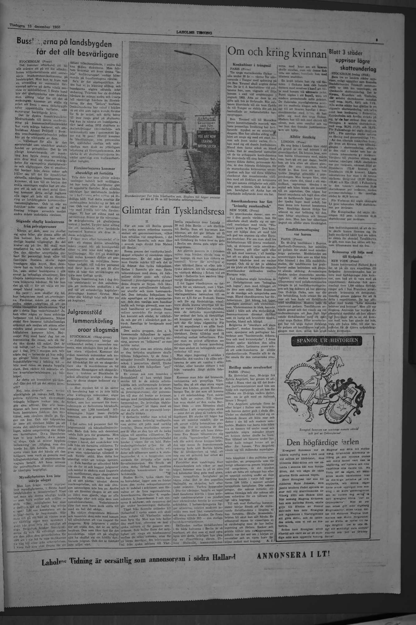 Laholms Tidning Tisdag 13 december 1955, sida 5