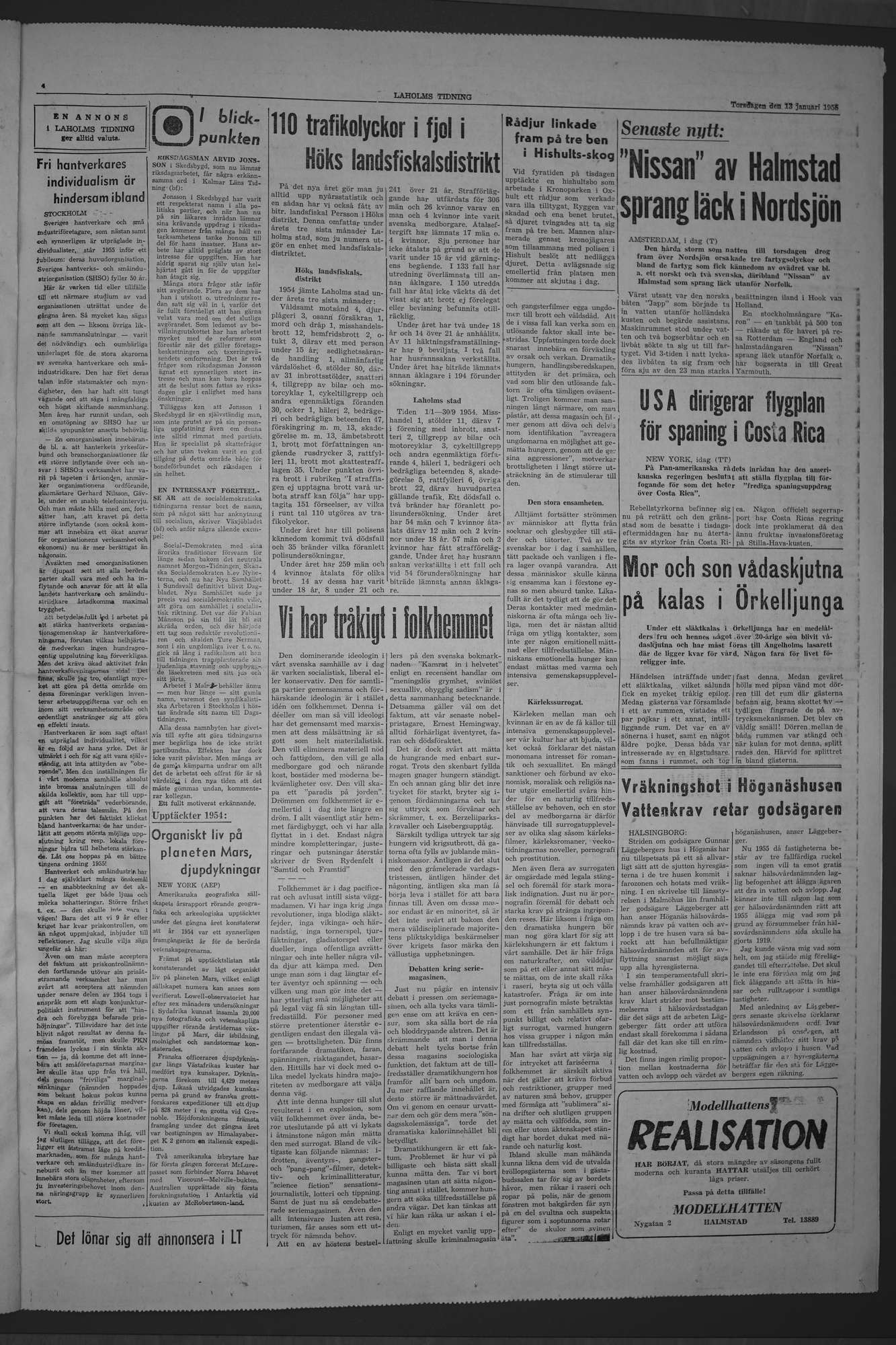 Laholms Tidning Torsdag 13 januari 1955, sida 3