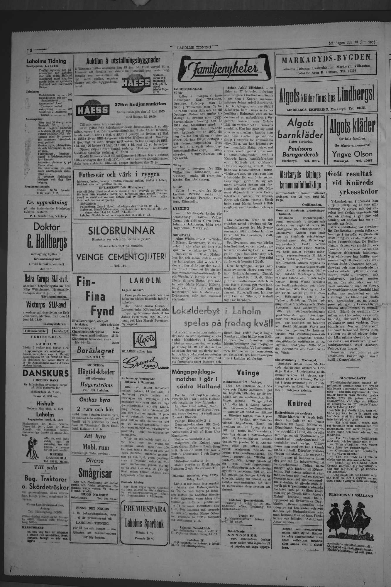 Laholms Tidning Måndag 13 juni 1955, sida 2