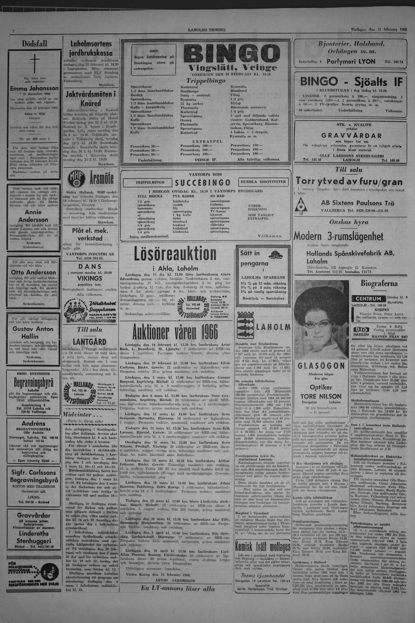 Laholms Tidning Tisdag 15 februari 1966, sida 2