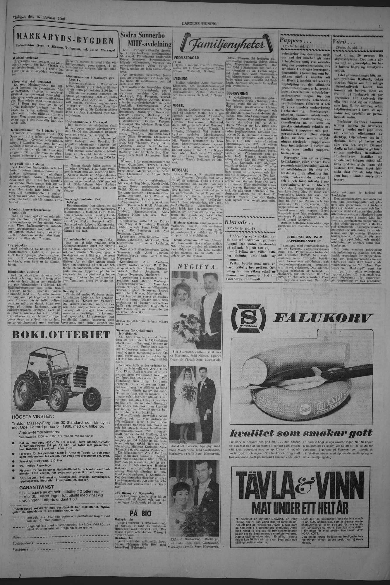 Laholms Tidning Tisdag 15 februari 1966, sida 3