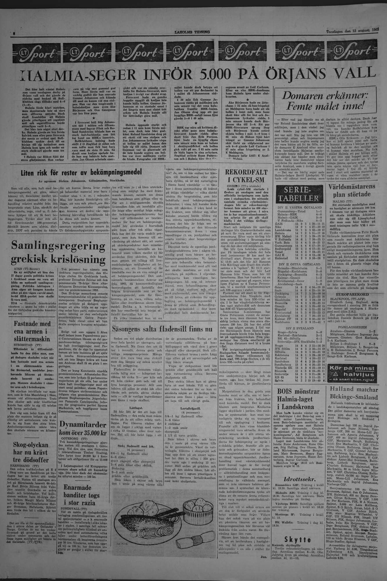 Laholms Tidning Torsdag 12 augusti 1965, sida 6