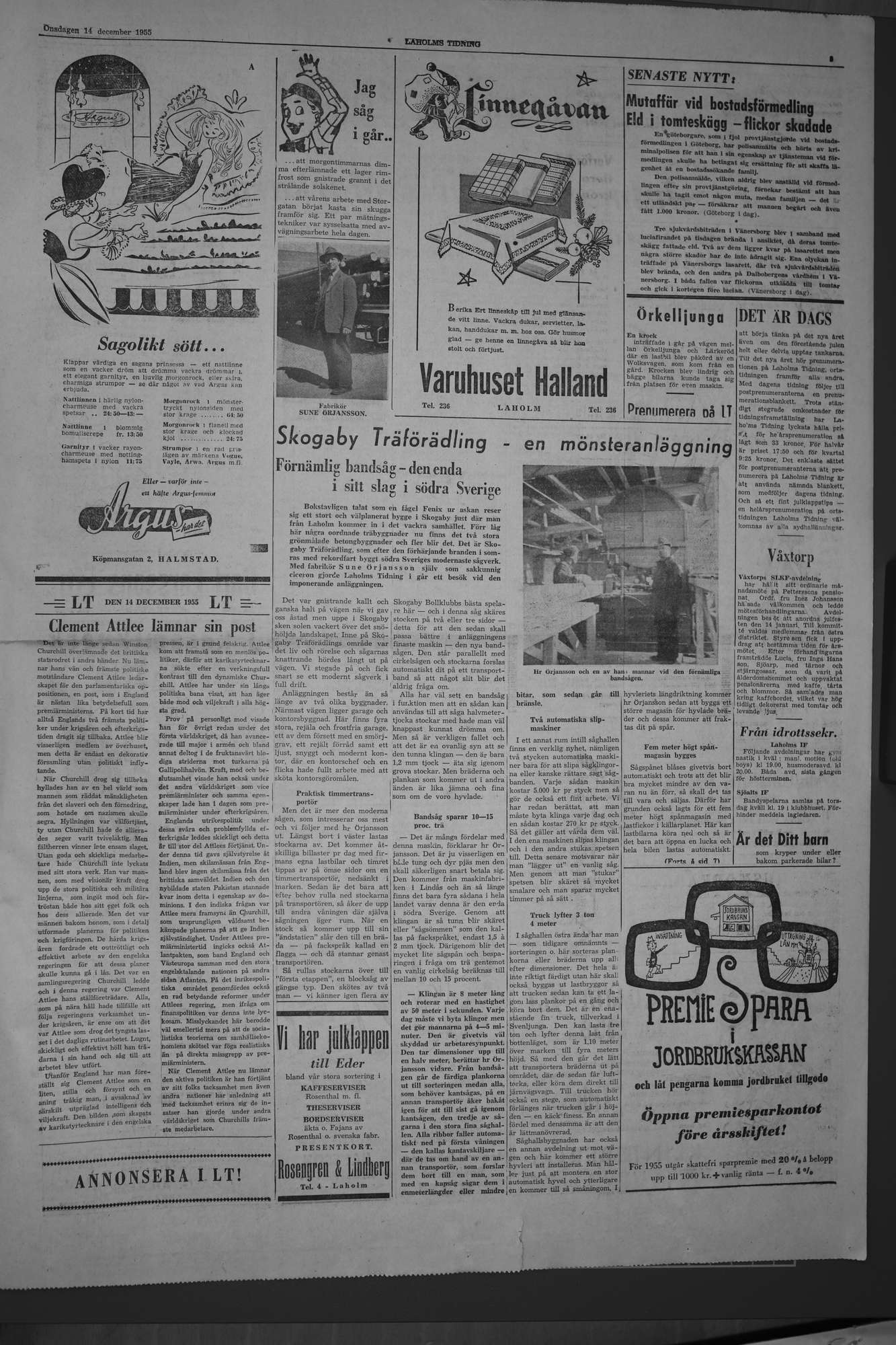 Laholms Tidning Onsdag 14 december 1955, sida 3