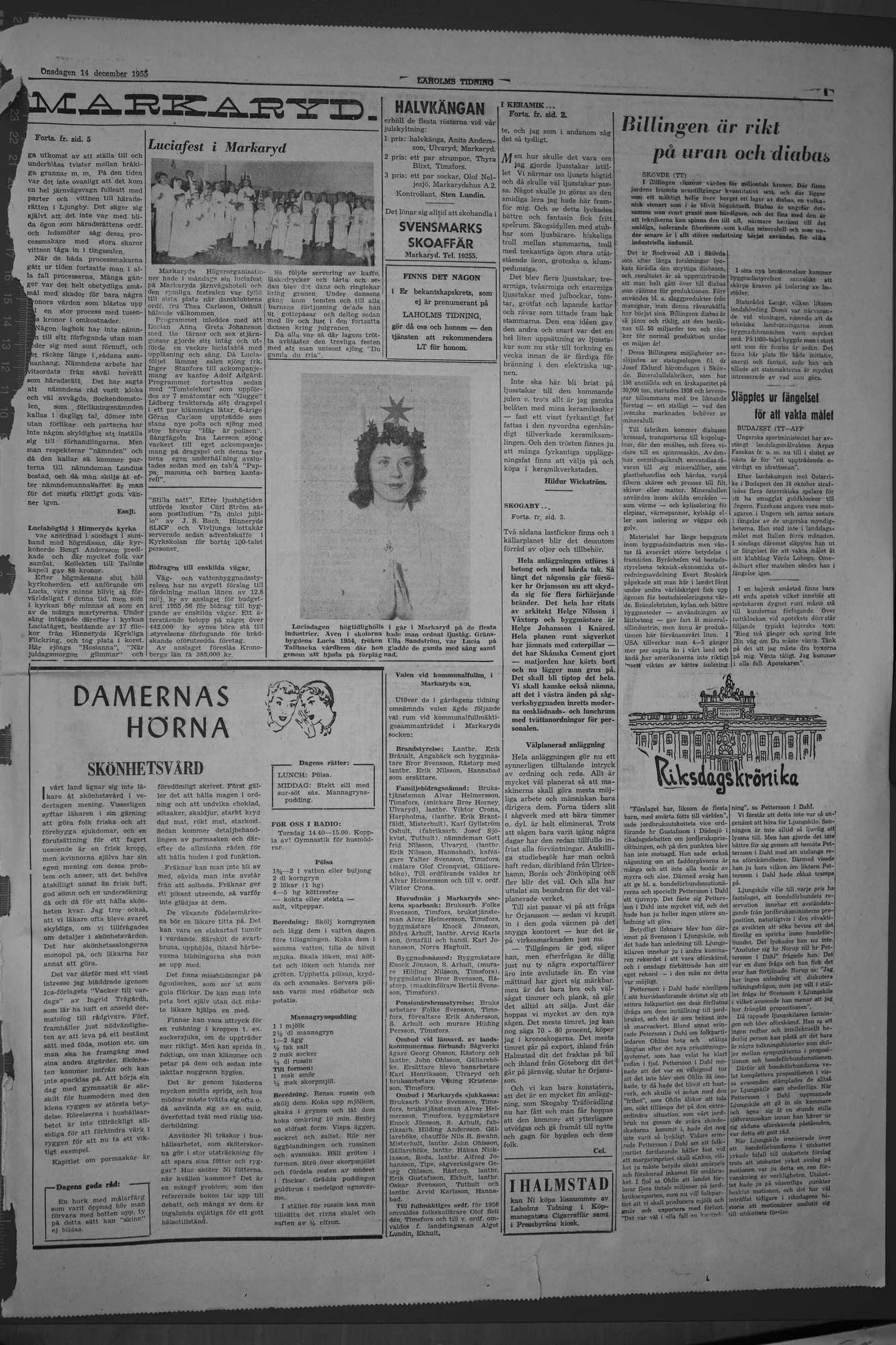 Laholms Tidning Onsdag 14 december 1955, sida 7
