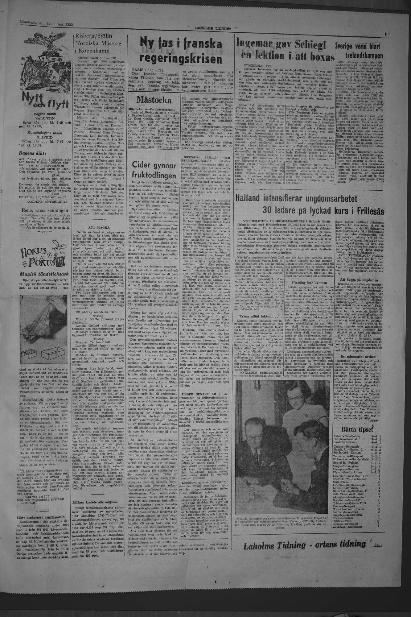 Laholms Tidning Måndag 14 februari 1955, sida 5