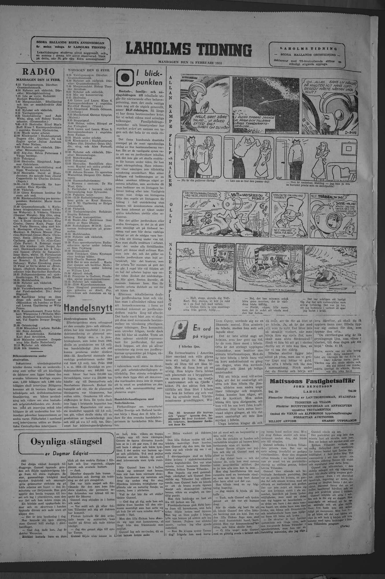 Laholms Tidning Måndag 14 februari 1955, sida 6