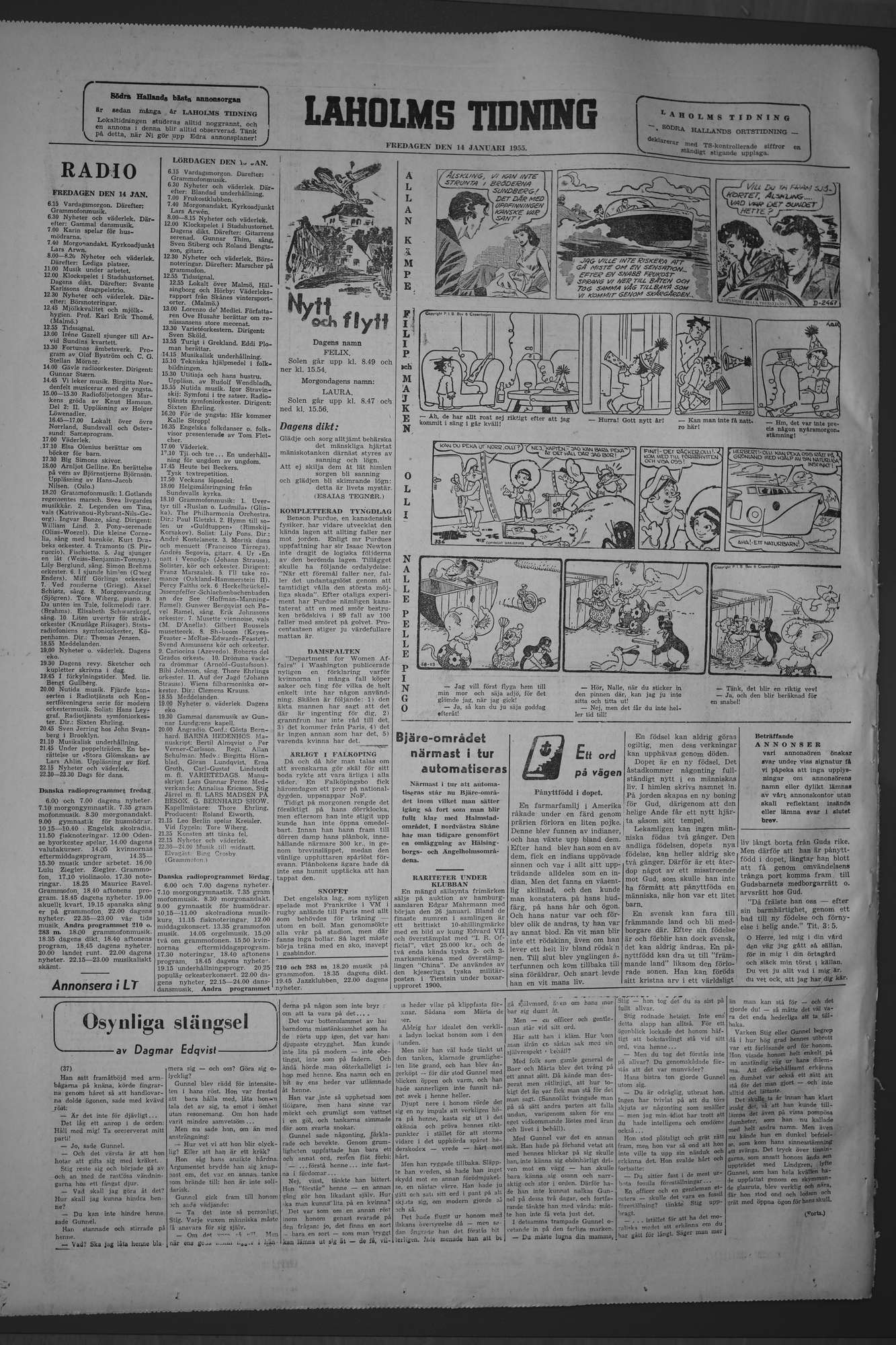 Laholms Tidning Fredag 14 januari 1955, sida 4