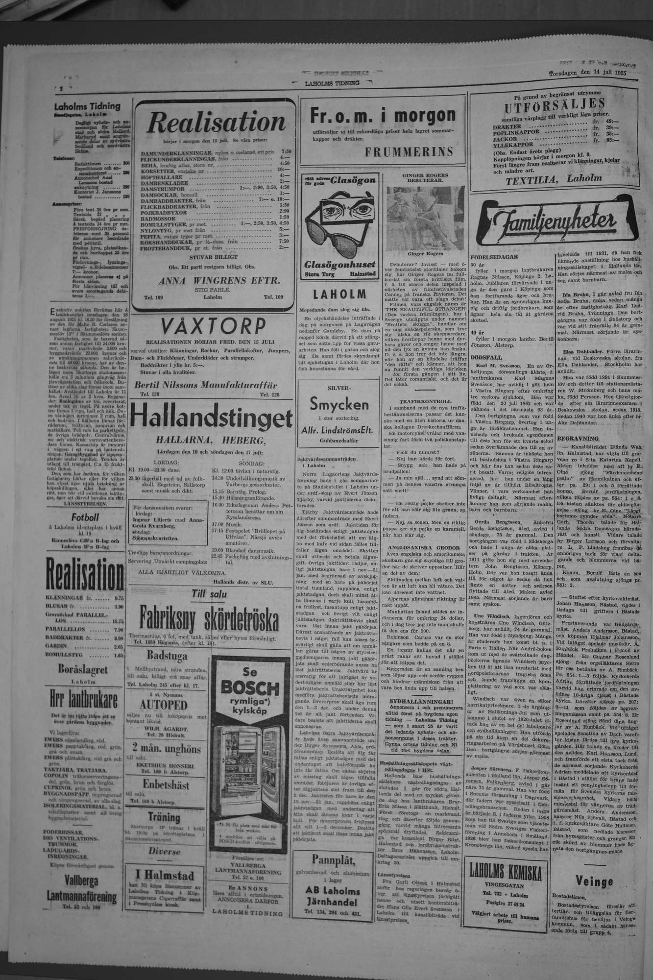 Laholms Tidning Torsdag 14 juli 1955, sida 2