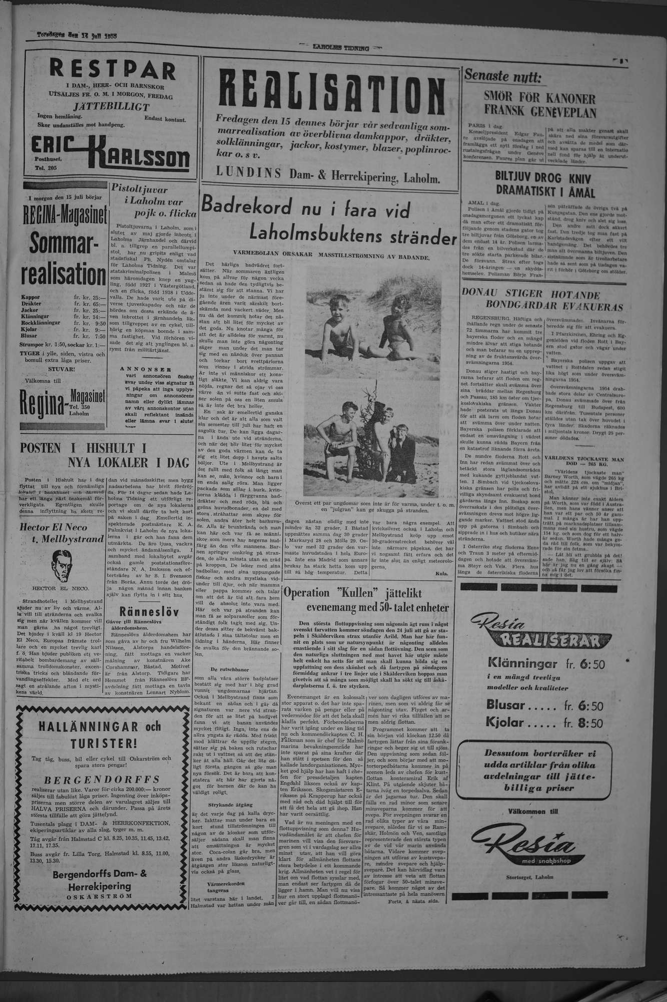 Laholms Tidning Torsdag 14 juli 1955, sida 3
