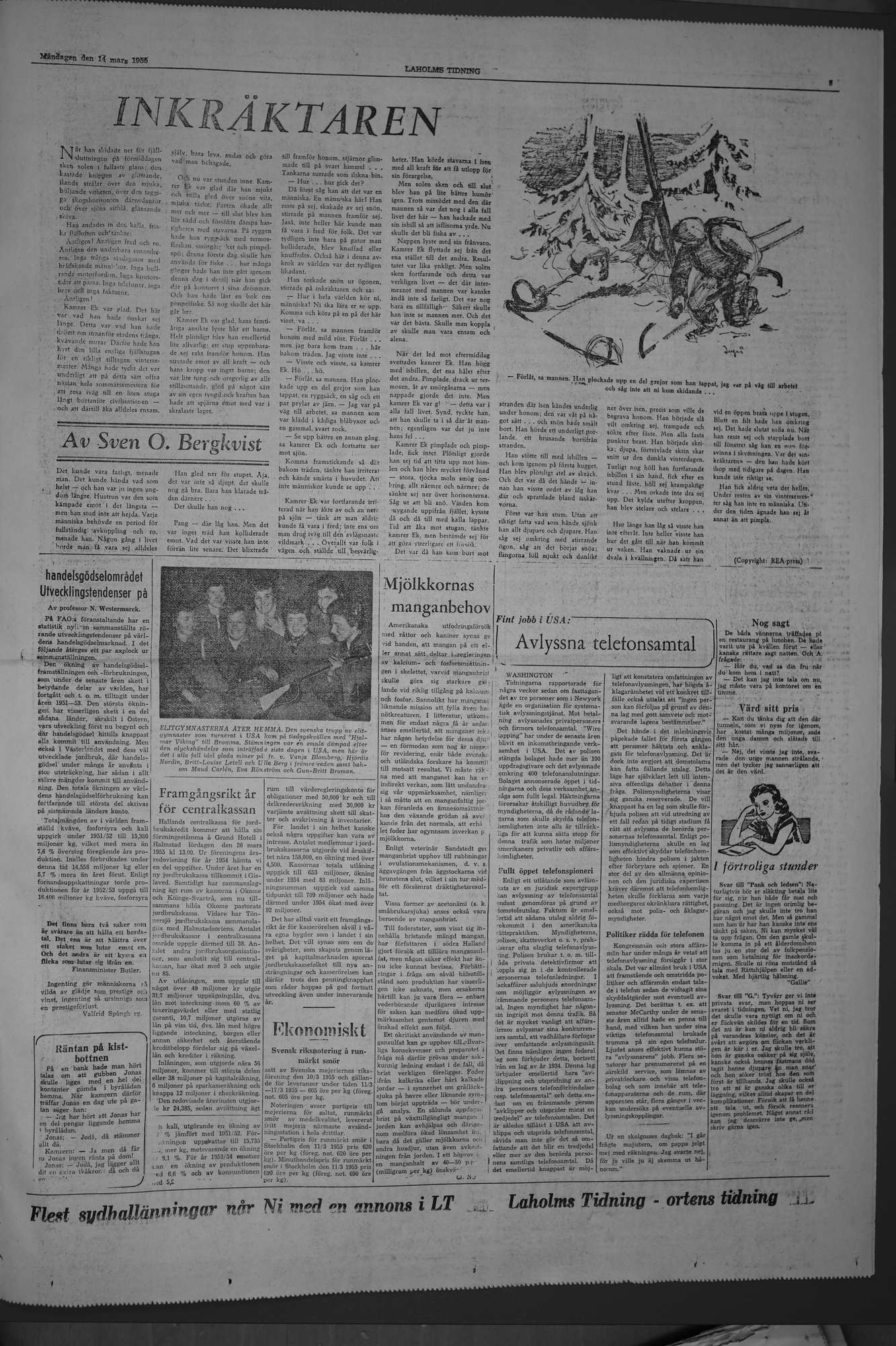 Laholms Tidning Måndag 14 mars 1955, sida 5