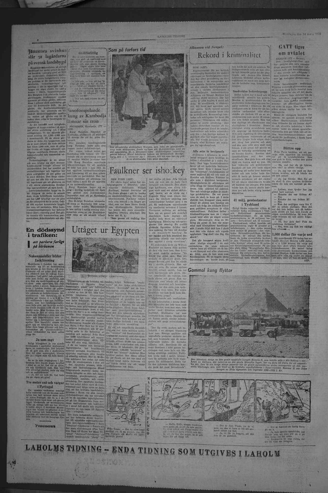 Laholms Tidning Måndag 14 mars 1955, sida 6