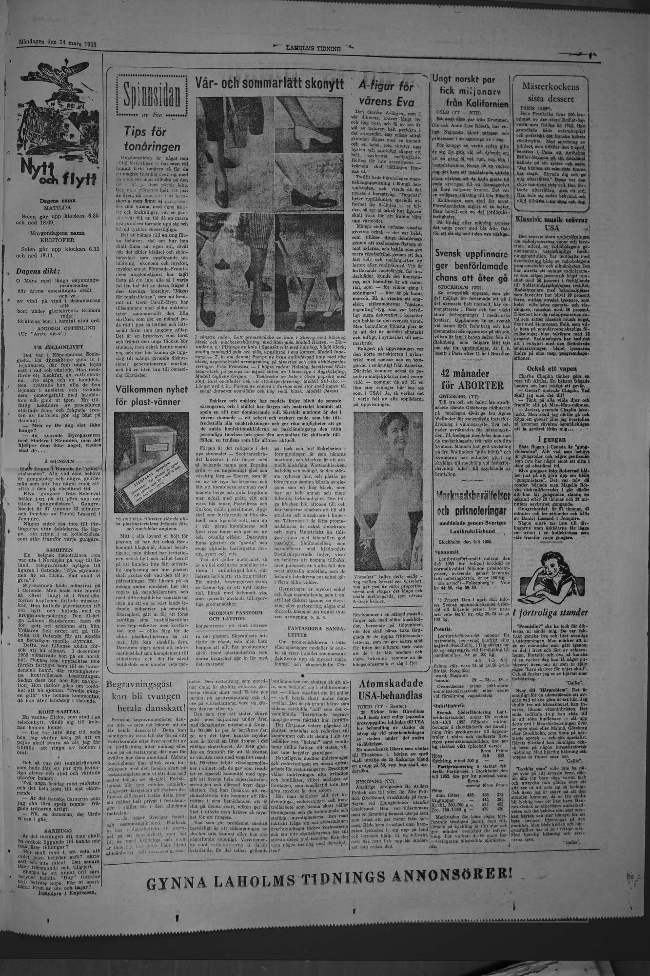 Laholms Tidning Måndag 14 mars 1955, sida 7