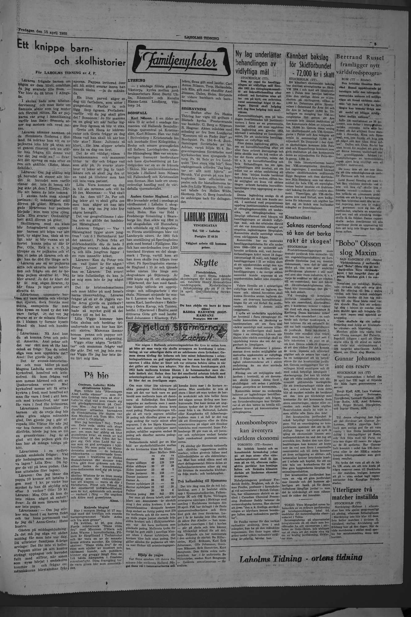 Laholms Tidning Tisdag 15 april 1952, sida 5