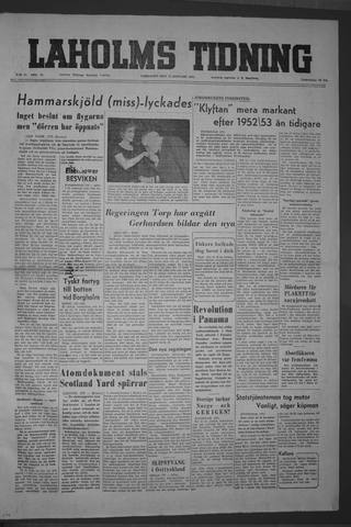 Förstasidan, Lördag 15 januari 1955