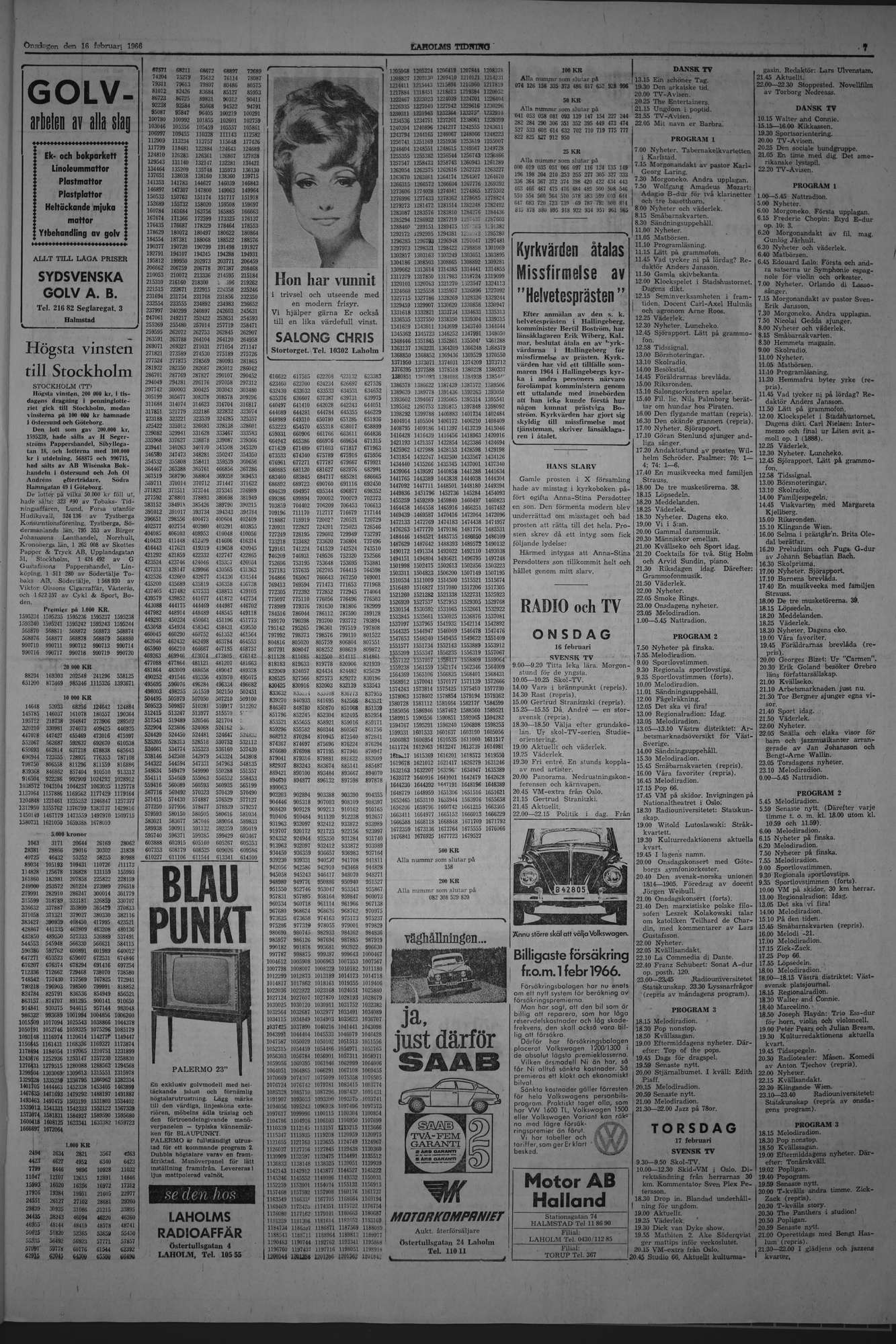 Laholms Tidning Onsdag 16 februari 1966, sida 7