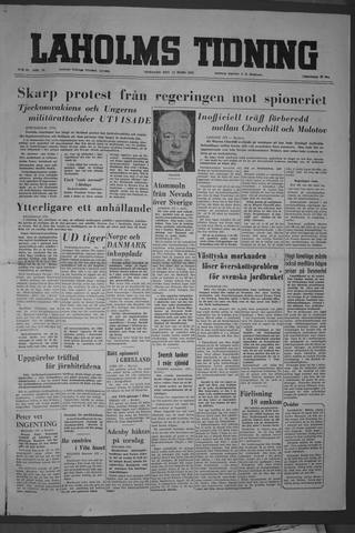 Förstasidan, Tisdag 15 mars 1955