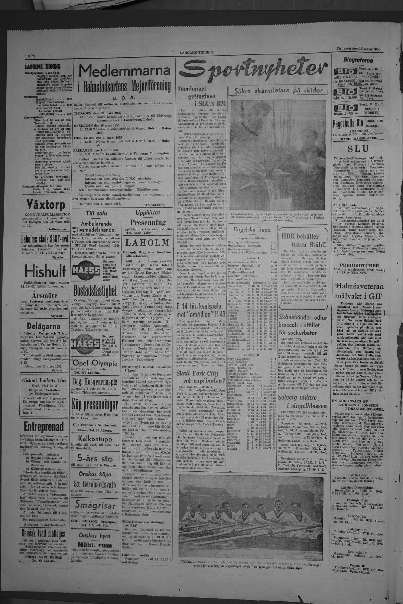 Laholms Tidning Tisdag 15 mars 1955, sida 2
