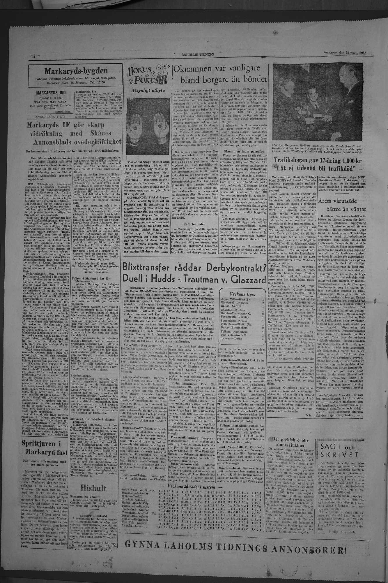 Laholms Tidning Tisdag 15 mars 1955, sida 4
