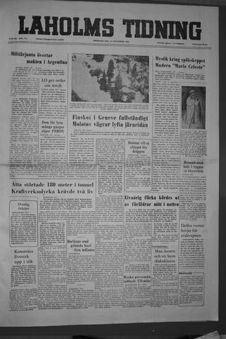 Förstasidan, Tisdag 15 november 1955