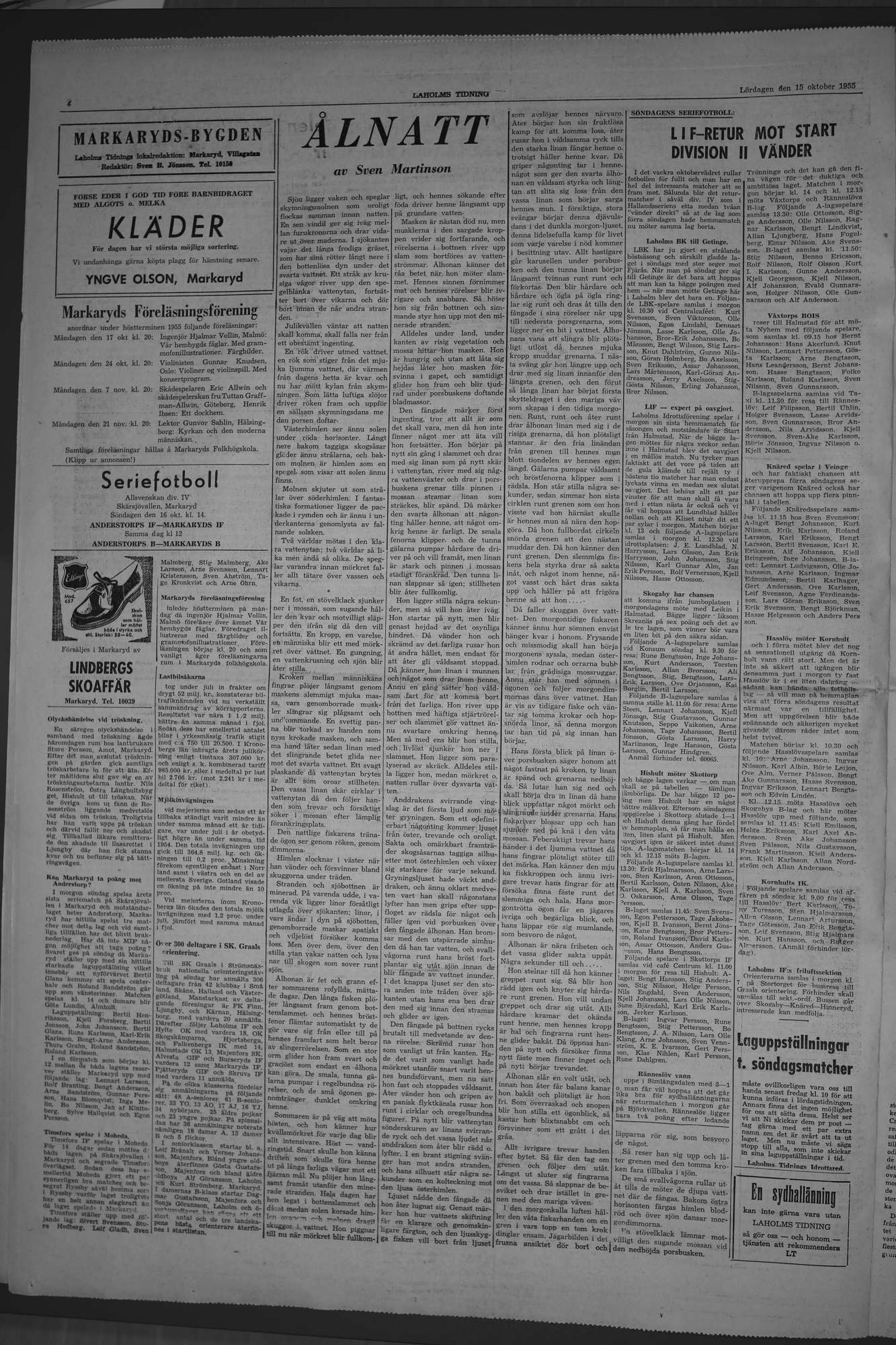 Laholms Tidning Lördag 15 oktober 1955, sida 4