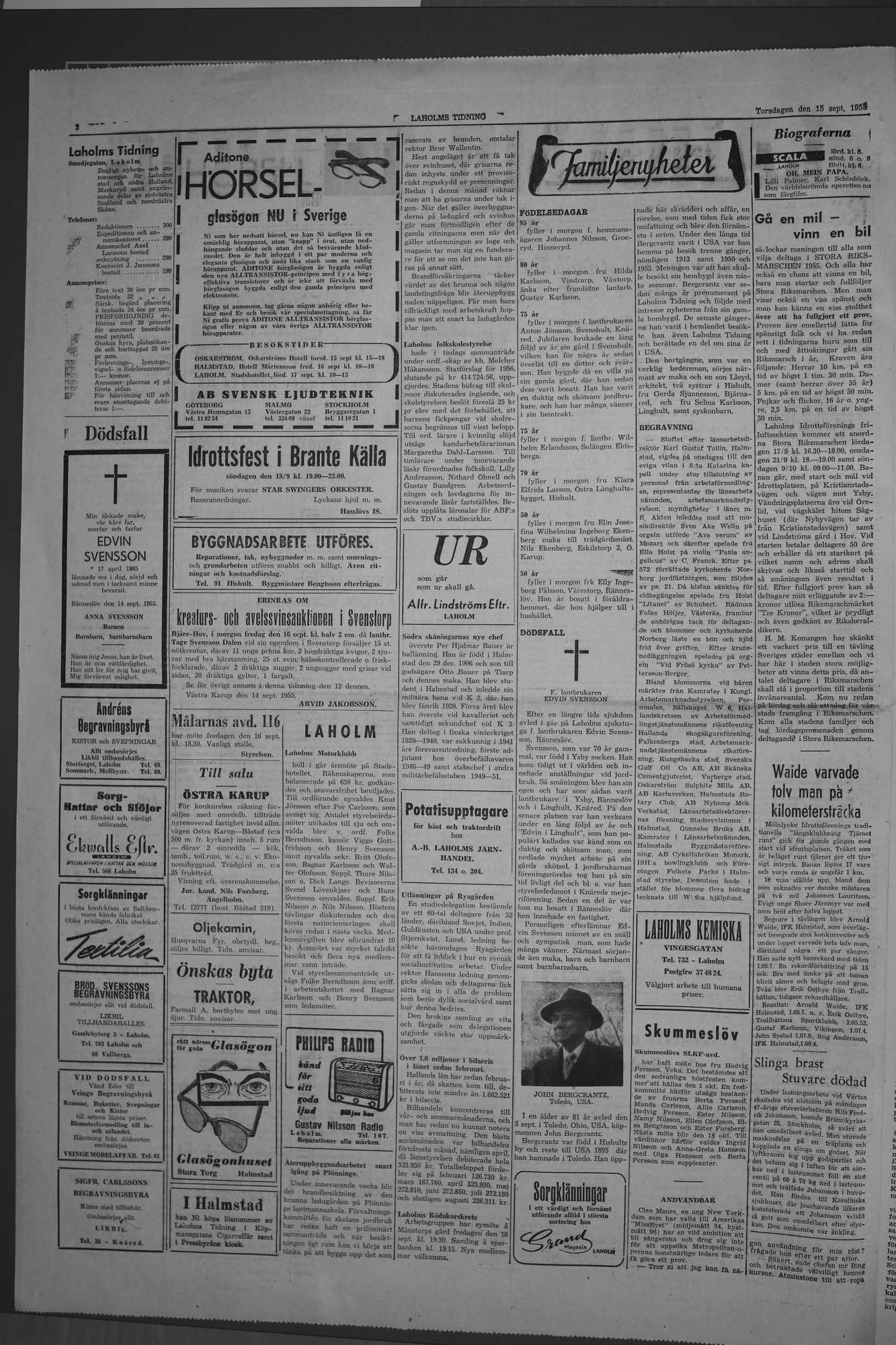 Laholms Tidning Torsdag 15 september 1955, sida 2