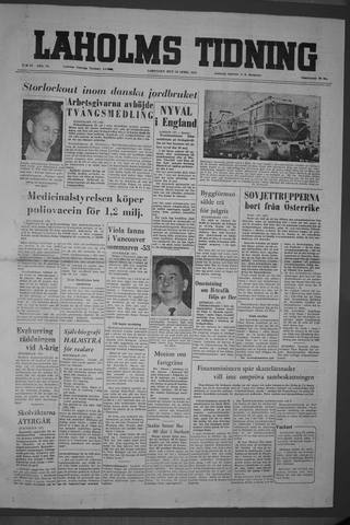 Förstasidan, Lördag 16 april 1955