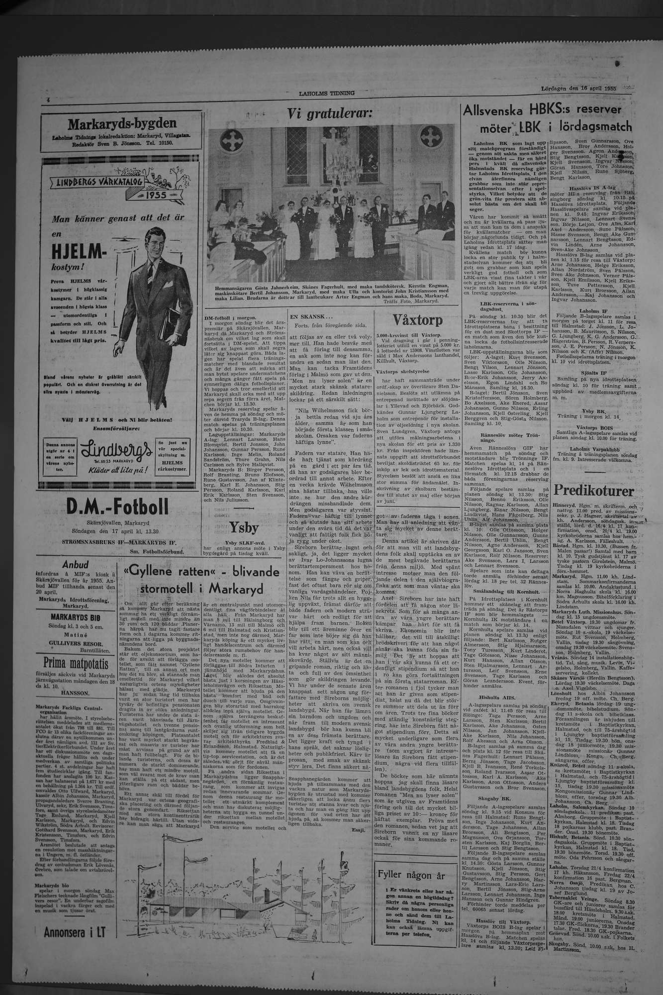Laholms Tidning Lördag 16 april 1955, sida 4