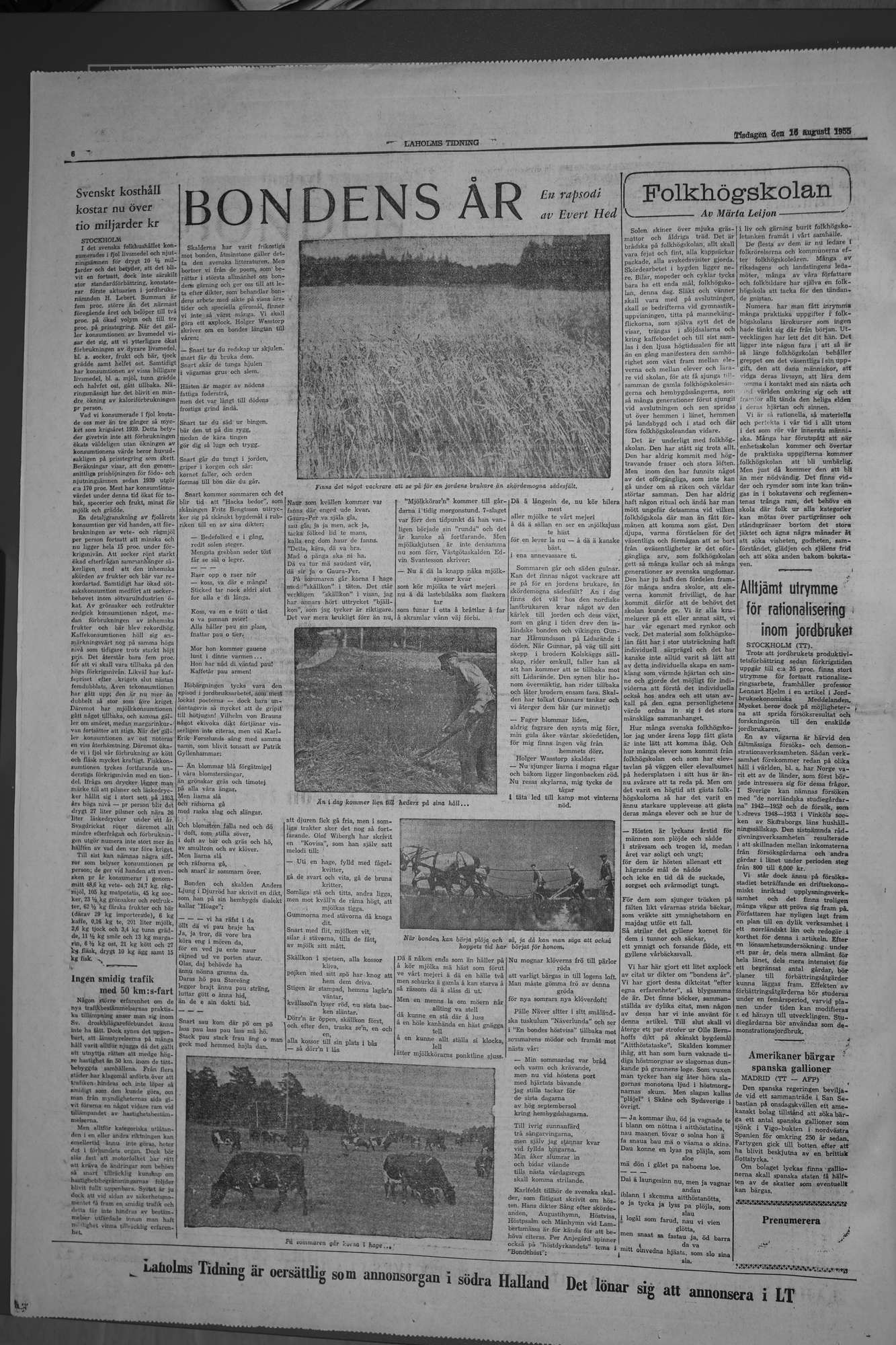 Laholms Tidning Tisdag 16 augusti 1955, sida 6