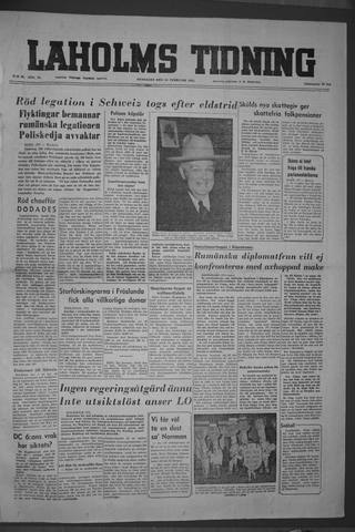 Förstasidan, Onsdag 16 februari 1955