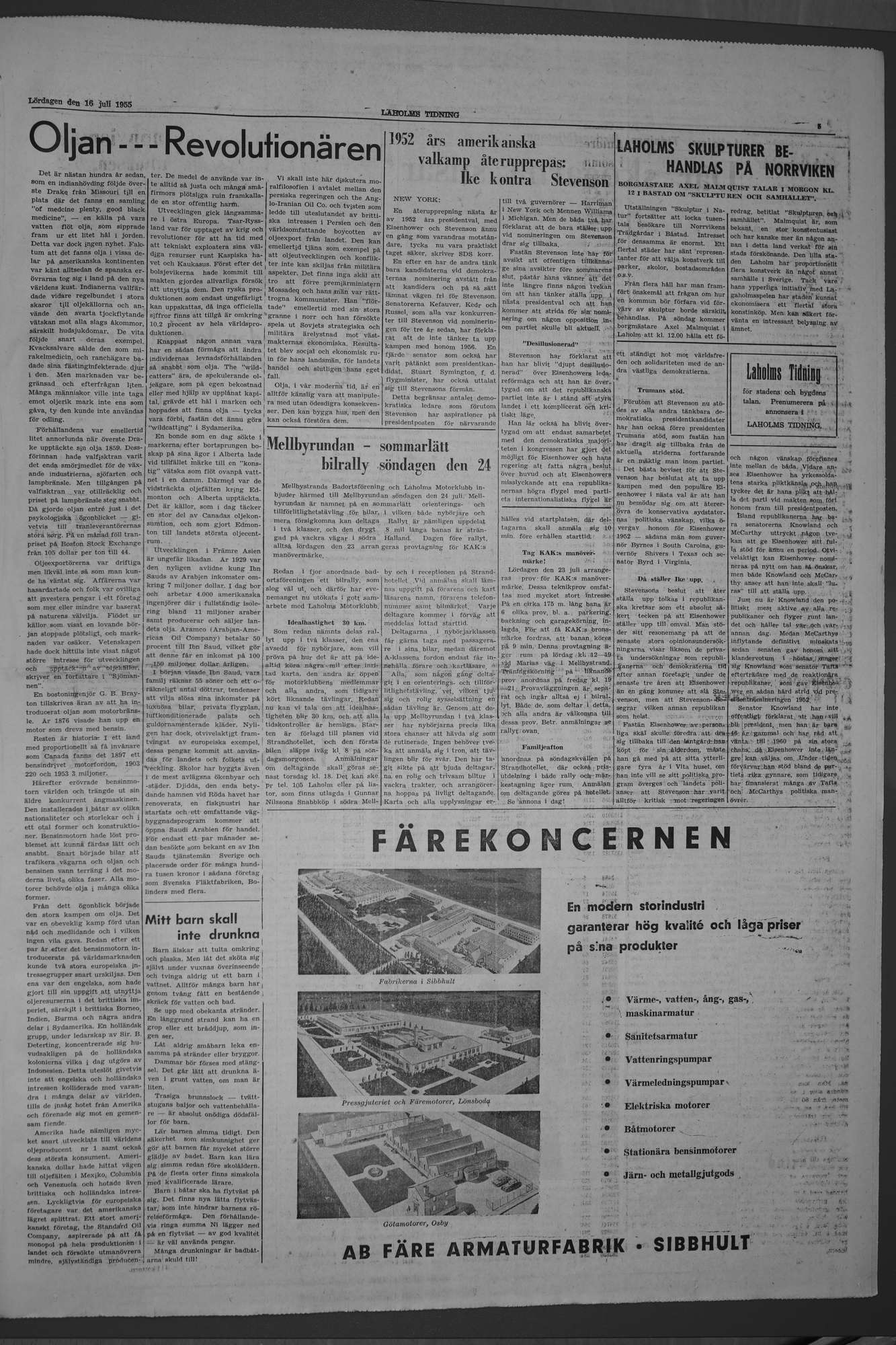 Laholms Tidning Lördag 16 juli 1955, sida 5