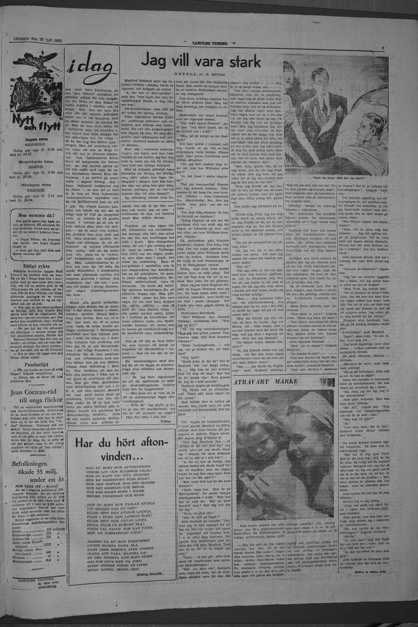 Laholms Tidning Lördag 16 juli 1955, sida 7