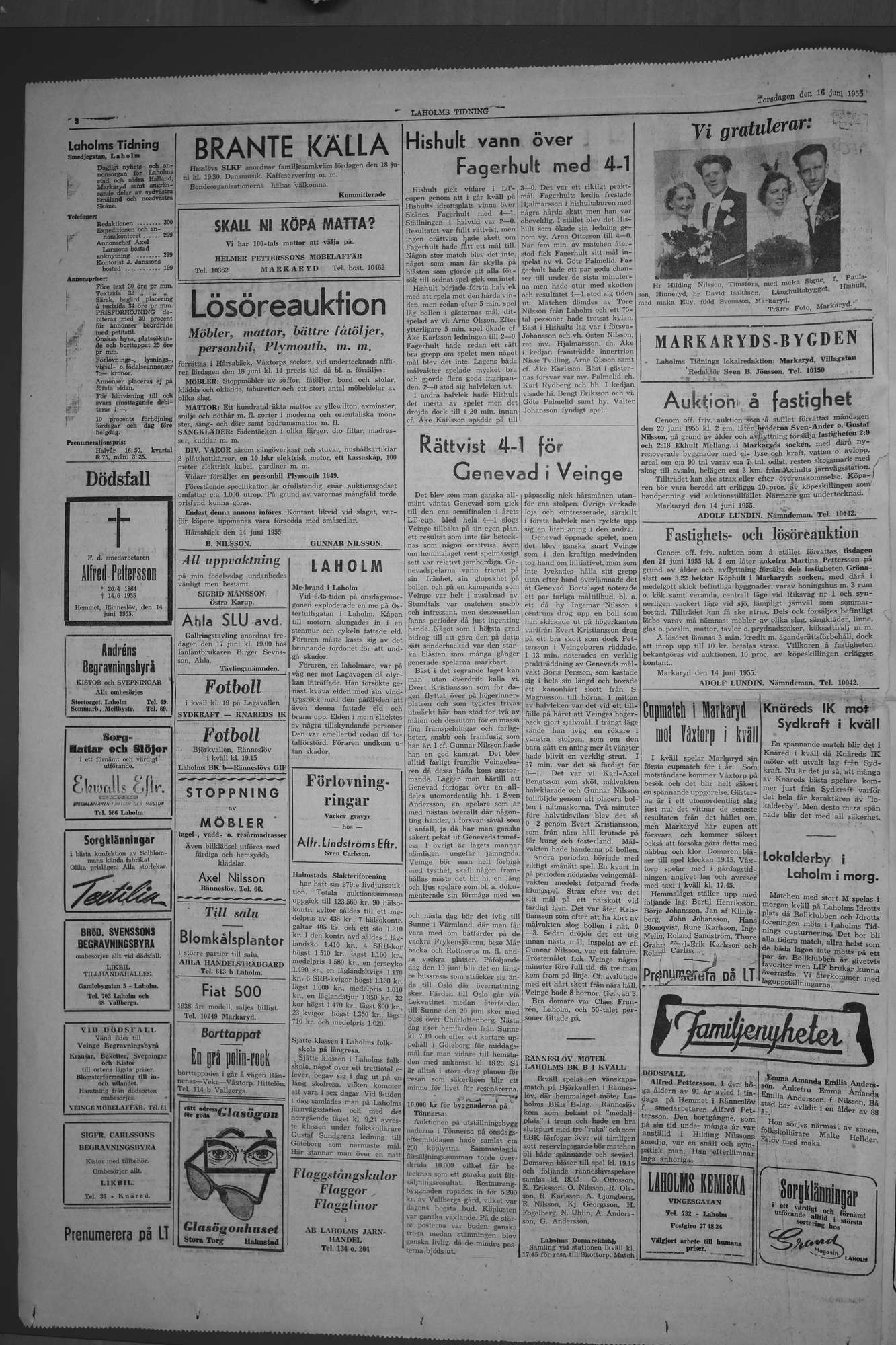 Laholms Tidning Torsdag 16 juni 1955, sida 2