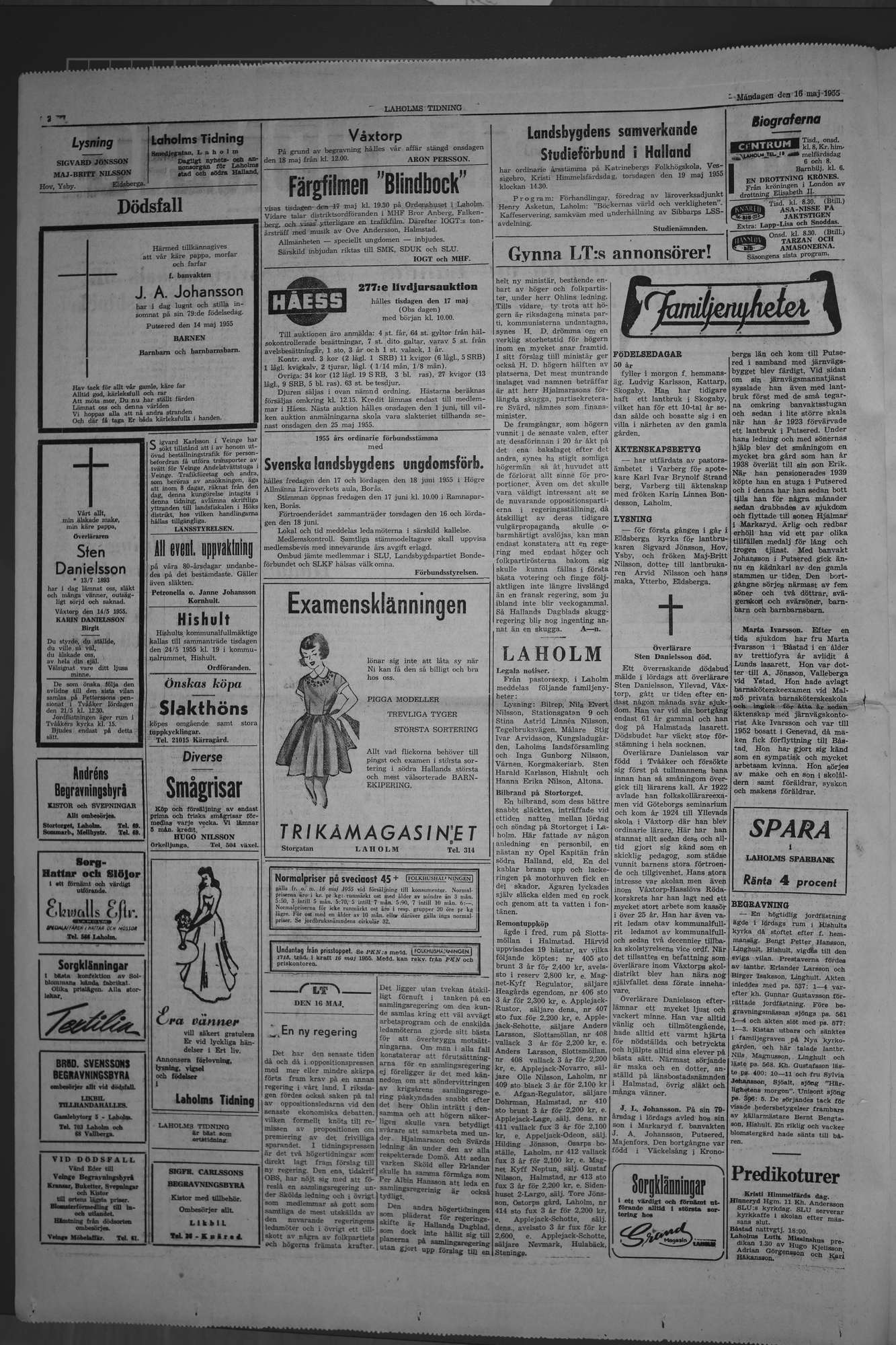 Laholms Tidning Måndag 16 maj 1955, sida 2