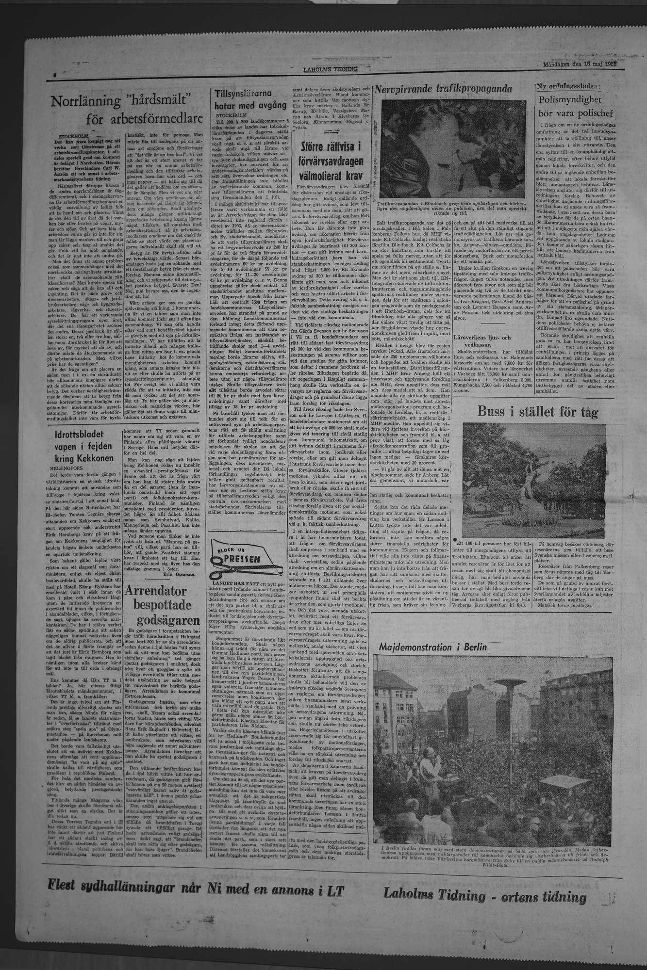 Laholms Tidning Måndag 16 maj 1955, sida 6