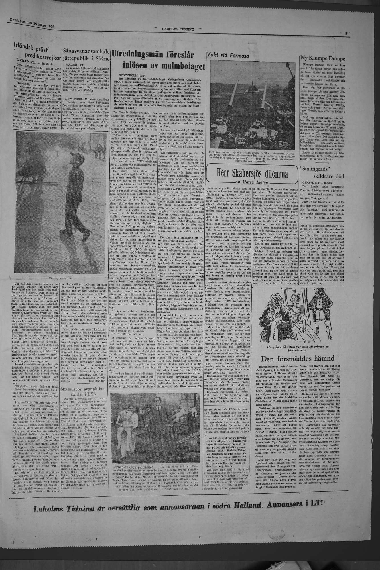 Laholms Tidning Onsdag 16 mars 1955, sida 5