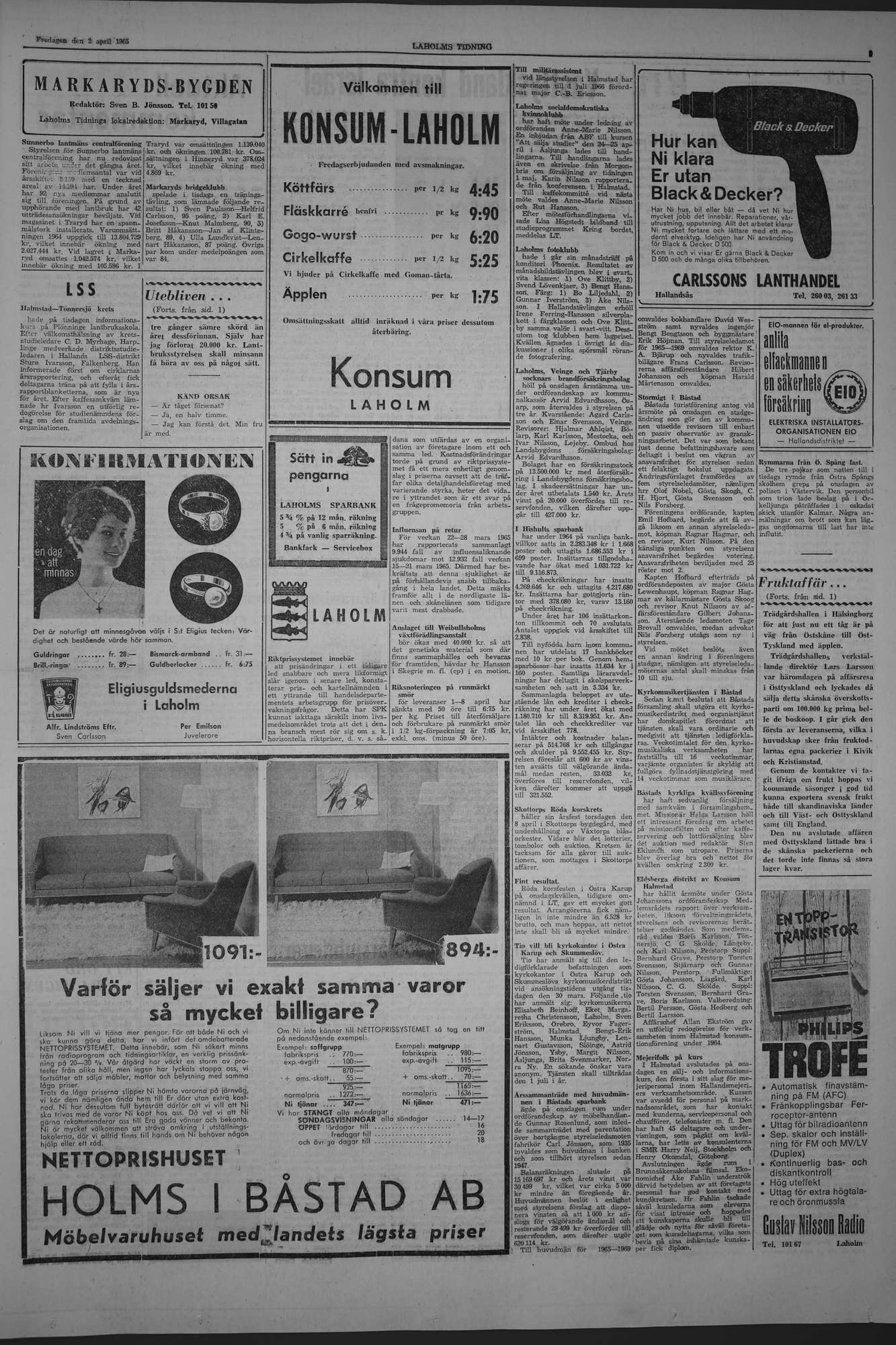 Laholms Tidning Fredag 2 april 1965, sida 3