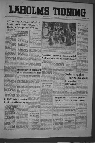 Förstasidan, Fredag 16 september 1955