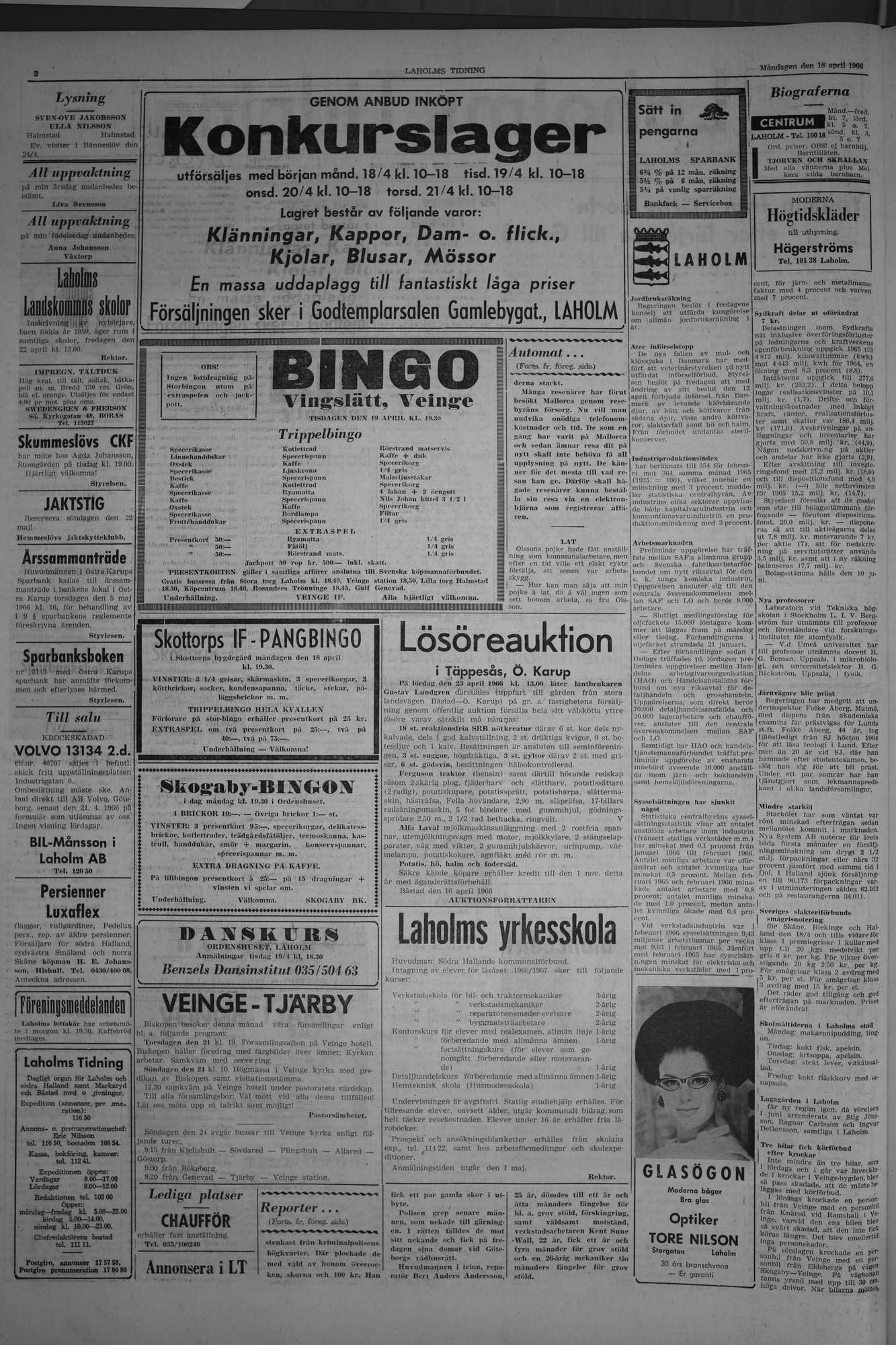 Laholms Tidning Måndag 18 april 1966, sida 2