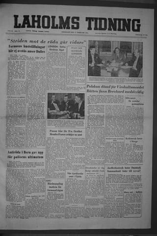 Förstasidan, Torsdag 17 februari 1955