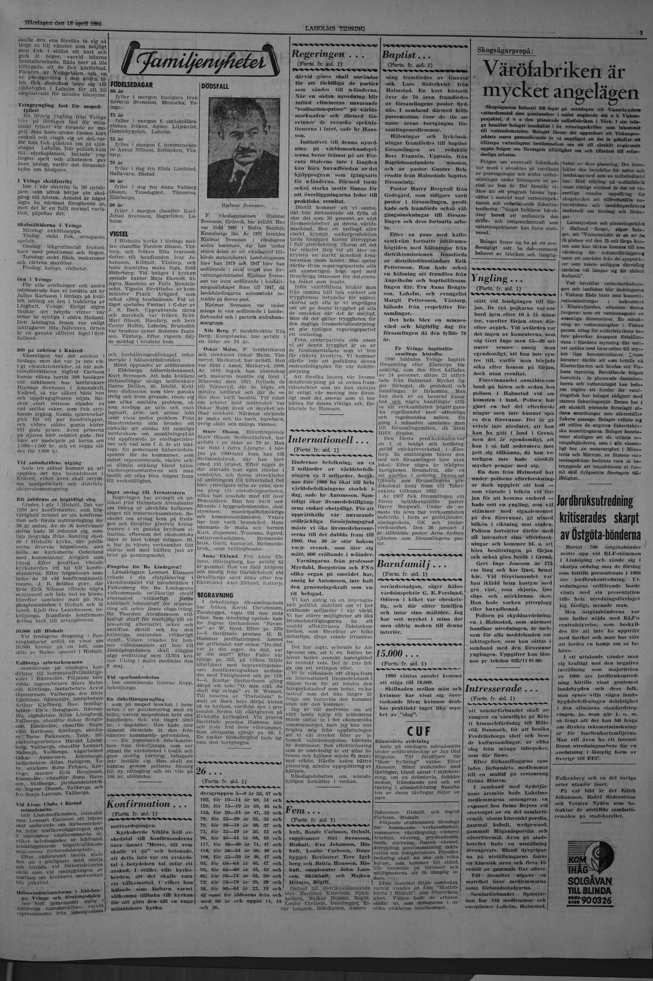 Laholms Tidning Måndag 18 april 1966, sida 3