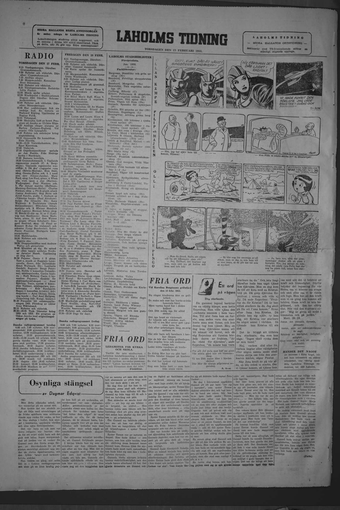 Laholms Tidning Torsdag 17 februari 1955, sida 8