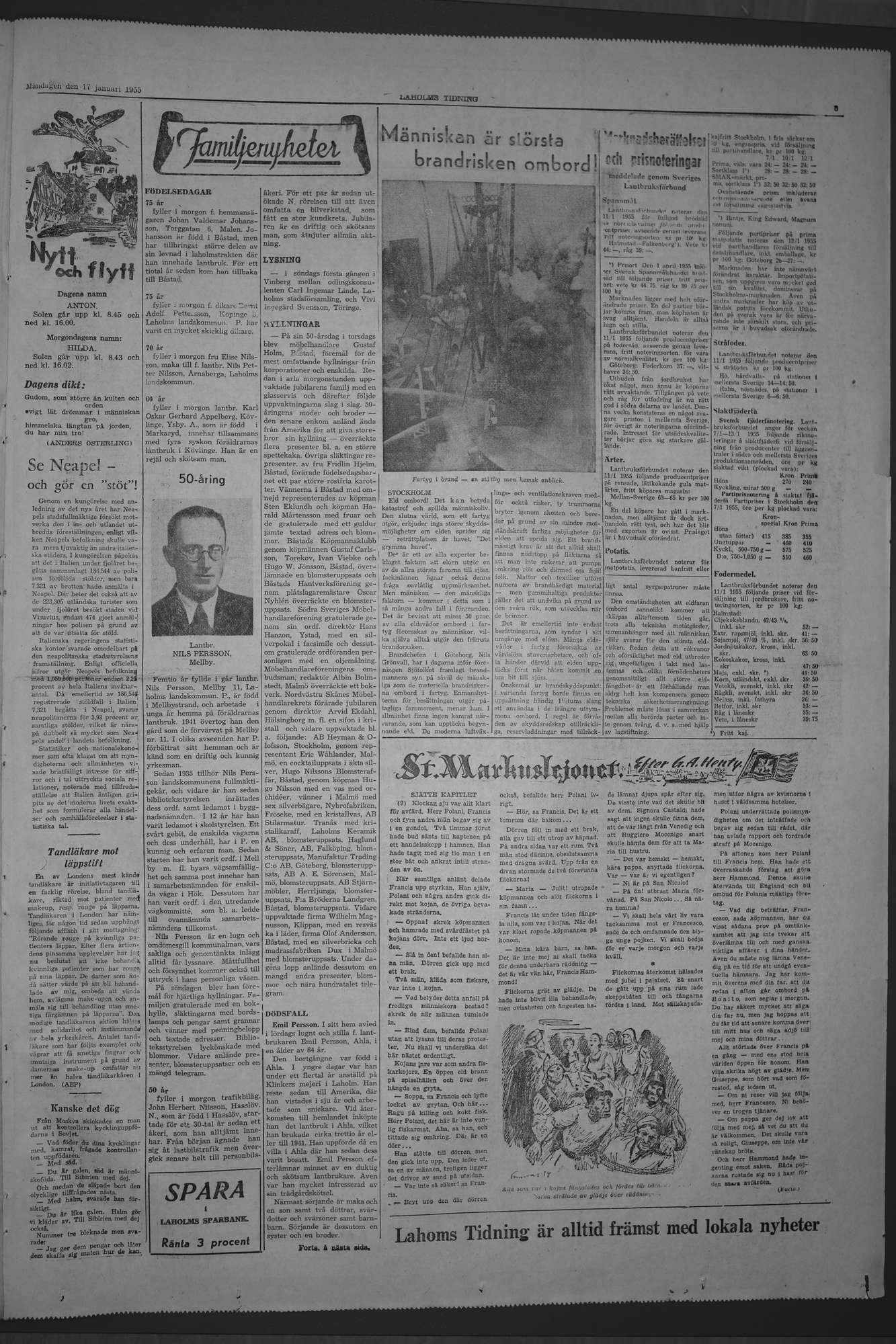 Laholms Tidning Måndag 17 januari 1955, sida 5