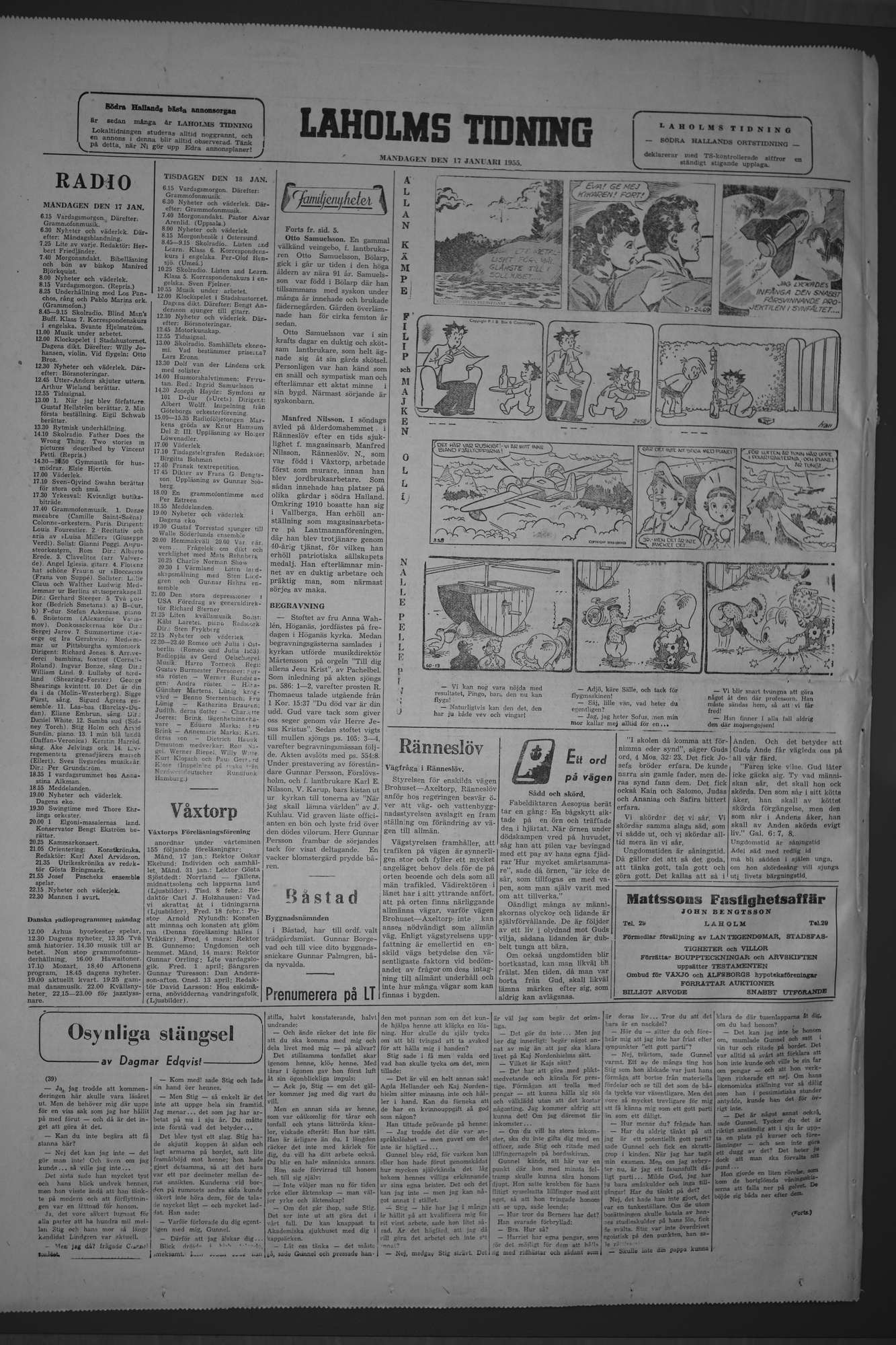 Laholms Tidning Måndag 17 januari 1955, sida 6