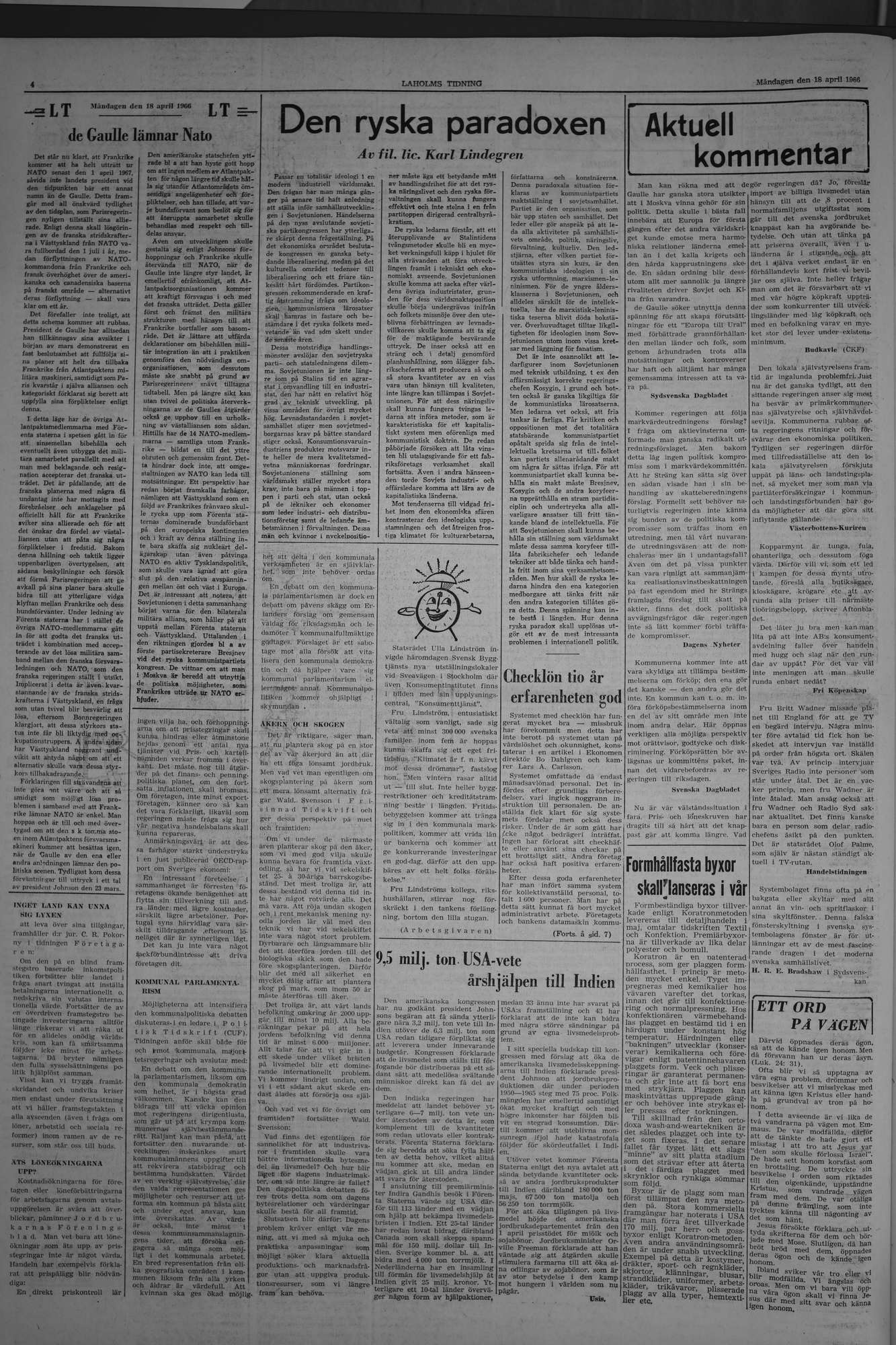 Laholms Tidning Måndag 18 april 1966, sida 4
