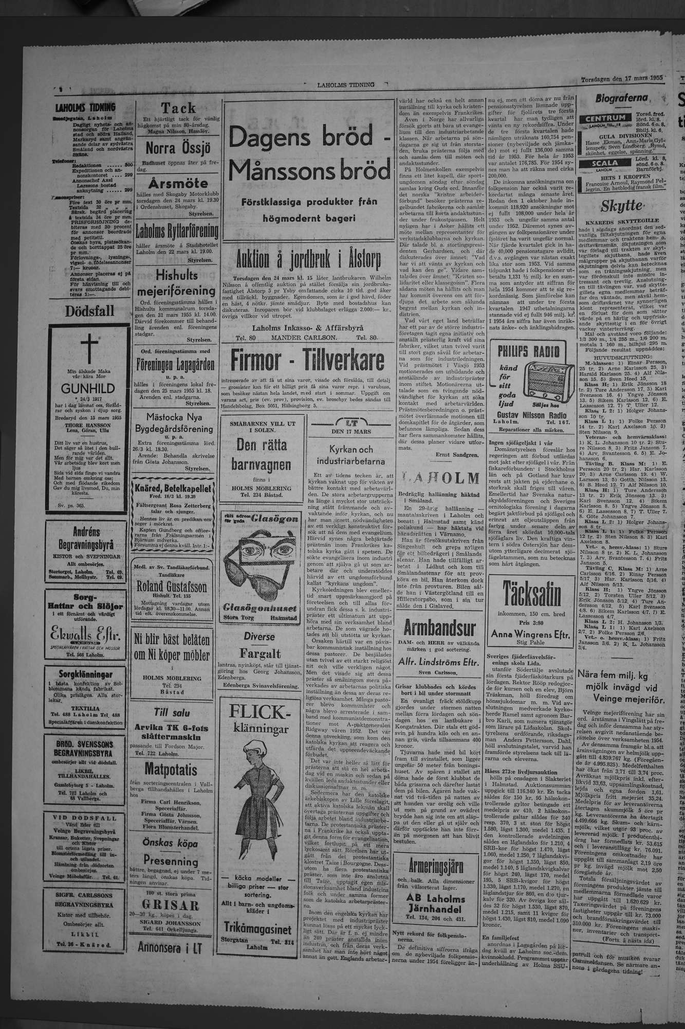 Laholms Tidning Torsdag 17 mars 1955, sida 2