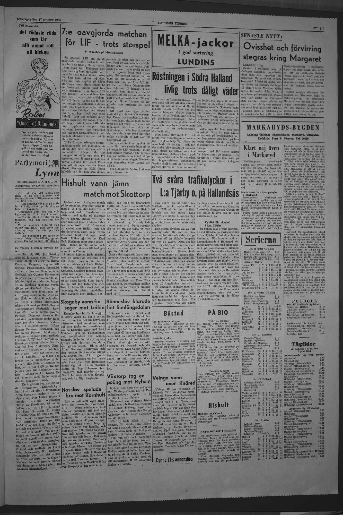 Laholms Tidning Måndag 17 oktober 1955, sida 3