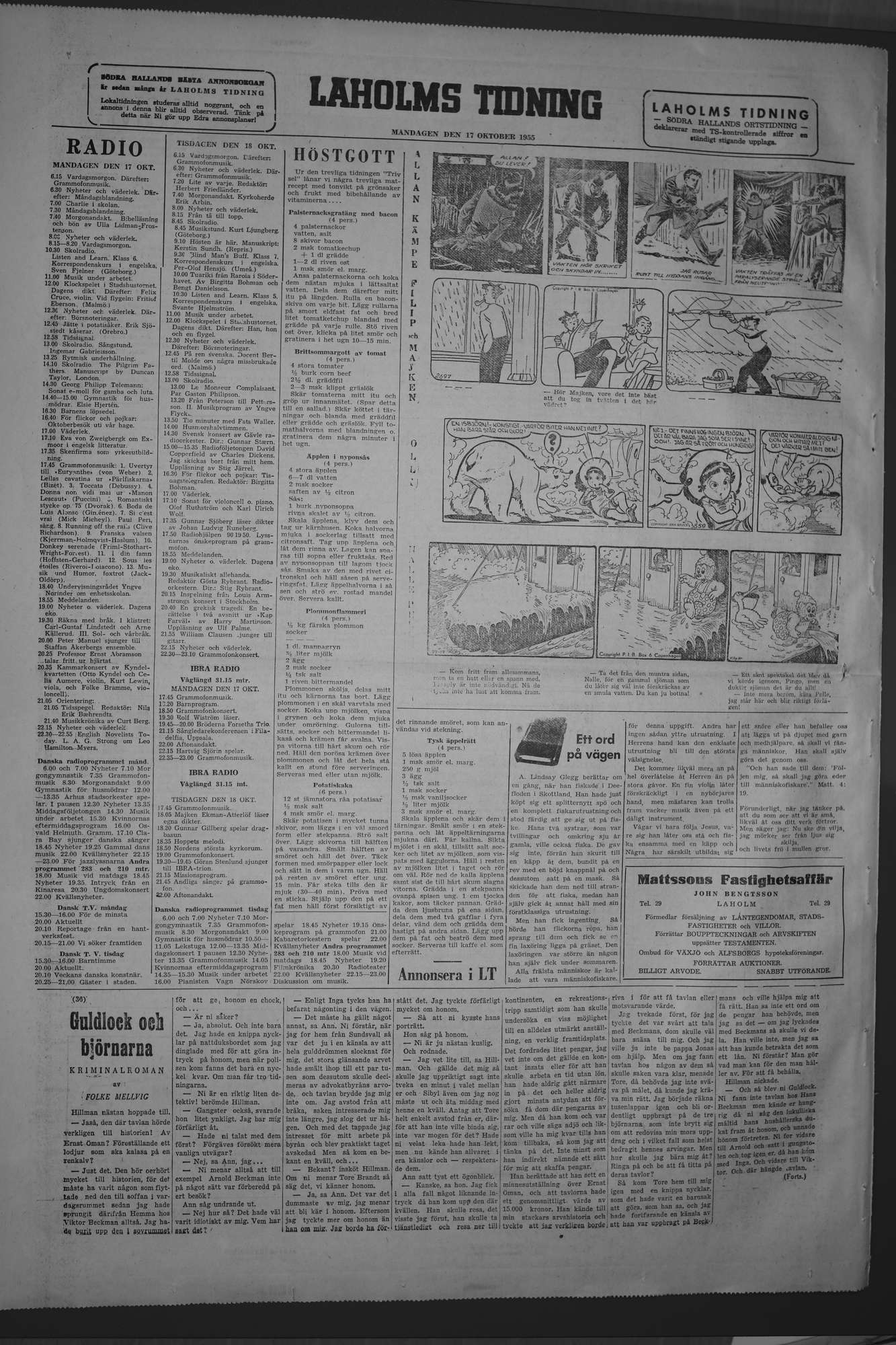 Laholms Tidning Måndag 17 oktober 1955, sida 8