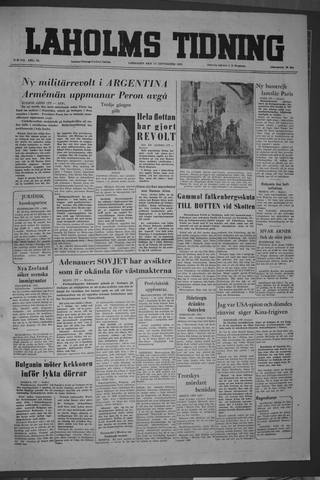 Förstasidan, Lördag 17 september 1955
